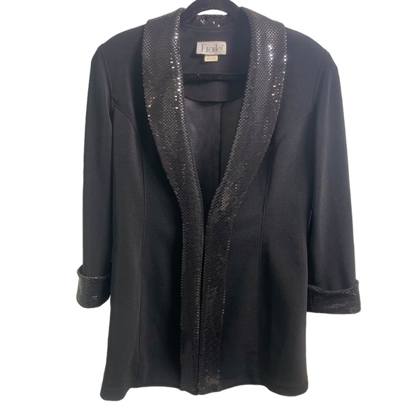 Vintage Etoile New York Jacket Blazer Special Occasion Black Sequins Size Medium - Picture 1 of 11